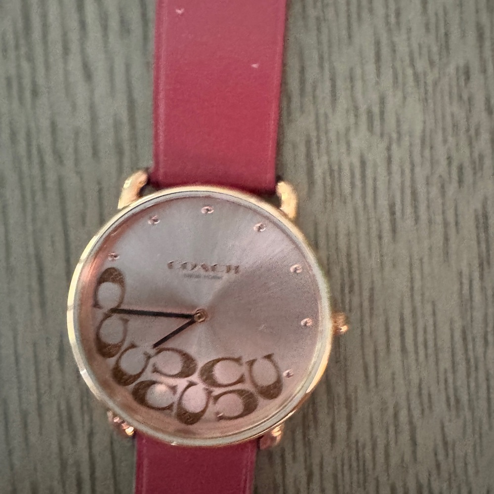 Coach Pink Leather Watch with Rose Gold Accents
